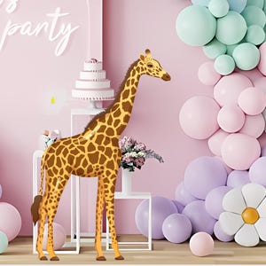 Recorte de jirafa y elefante bebé, animal de la selva, recorte de jirafa, decoración de fiesta, tema de baby shower, accesorio de pie, digital