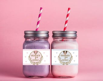 Mouse Birthday Water Bottle Label, Printable Party Decor (Digital Download)