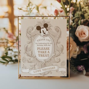 Editable Vintage Mickey Take a Treat Sign | Disney Party Table Printable | Mickey Mouse Birthday Decor | Digital Download
