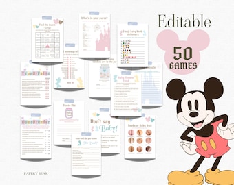 EDITABLE Baby Shower Games Bundle, 50 Mouse Theme Games, Happiest Baby Shower On Earth, Mickey Minnie Baby Shower, Digital