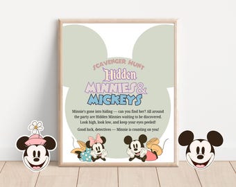 Hidden Mickeys And Minnies Scavenger Hunt Game, Mickey Theme Party, Birthday Game, Digital Download