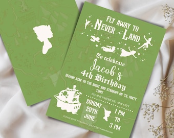 Editable Peter Pan Birthday Invitation | Neverland Party Invite (Digital Download)