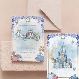 Editable Cinderella Invitation, Princess Birthday Invitation, Princess Birthday party, Girl Birthday Invitation, Instant Download, Digital