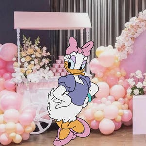 Recorte de pato margarida, cenário grande, decoração para festa temática Diasy, chá de bebê ou festa de aniversário, suporte digital