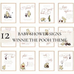 Classic Winnie The Pooh Baby Shower Signs Bundle, Winnie The Pooh Baby Shower Signs, Printable Baby Shower Signs, Digital Download