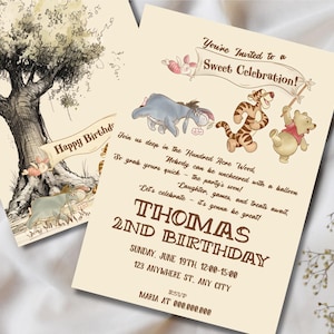 Editable Winnie The Pooh Birthday Invitation Template, Pooh Bear Party Invitation, ClassicPooh Invitations, Any Age, Birthday Invite