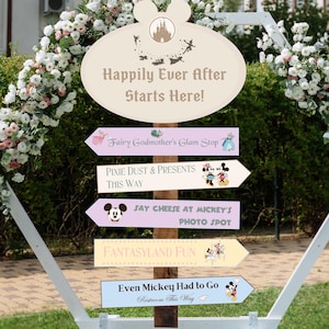 Mickey And Minnie Party Directional Signs, Printable Disneyland Birthday Or Baby Shower Theme Party, Digital Download