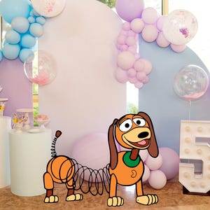 Toy Story Slinky Dog CutOut Toy Story Cutout Decor, Tema de decoração de festa de Toy Story do Woody, Suporte para festa de aniversário, Download digital