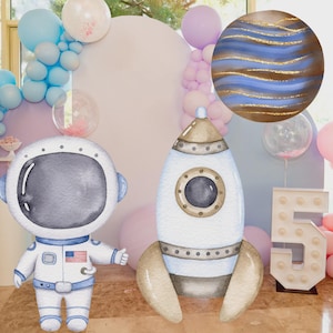 Ritaglio di razzo spaziale, decorazione di ritaglio dello spazio esterno, tema di decorazione per feste spaziali Baby shower o festa di compleanno Stand Up Prop, download digitale