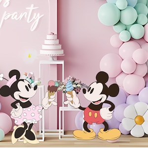 Mickey And Minnie Ice Cream Digital Cutout Party Decor, Big Decor Mouse Theme Birthday Party, Baby Shower, DIGITAL Download