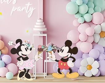 Mickey and Minnie Ice Cream Cutout, Mouse Theme Party Decor (Digital Download)