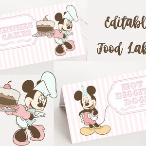 Mickey And Minnie Party Food Tent, Printable Vintage Mouse Party Food Label, Mouse Birthday Or Baby Shower Theme Party, Digital Download