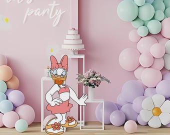Daisy Duck Groovy Summer Cutout, Party Decoration (Digital)