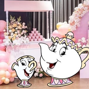 Mrs Potts And Chip Pastel Cutout, Cute Princess Cutout Decor, Belle Party Decoration Theme, Birthday Party Stand Up Prop, Digital Download