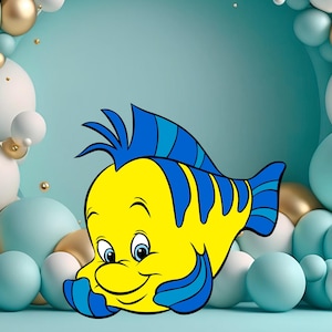 Ariel Flounder Cutout, Ariel Cutout Decor, Ariel Party Decoration Theme Baby shower Or Birthday Party Stand Up Prop, Digital Download