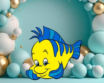 Flounder Stand Up Prop, Ariel Party Decoration (Digital Download)