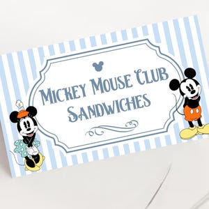 Mickey And Minnie Party Food Tent, Printable Vintage Mouse Party Food Label, Mouse Birthday Or Baby Shower Theme Party, Digital Download