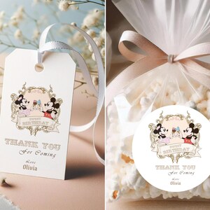 Mickey And Minnie Sweet Birthday Thank You Tag, Ice Cream Mouse Birthday Theme Party, Mickey Tag, Minnie Tag, Digital Download
