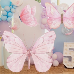 Ritaglio di farfalla, 3 farfalle decorazione di compleanno, decorazione per feste tema baby shower o festa di compleanno stand up prop, download digitale