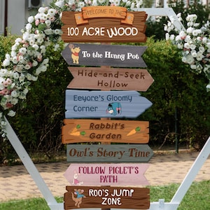 Winnie The Pooh Directional Signs, Hundred Acre Wood Birthday, Winnie the Pooh Party Decoration