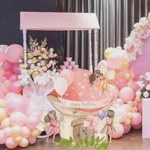 Fairy Mushroom house CutOut, Cute Fairy Party Decoration Theme, Baby Shower or Birthday Party Stand Up Prop, Digital Download