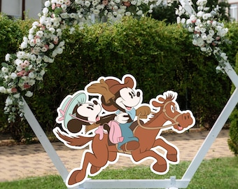 Cowboy Musse och Minnie utklipp, västerländsk födelsedagsdekoration (digital nedladdning)