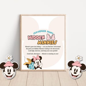 Versteckte Minnies Schnitzeljagd Spiel, Minnie Mottoparty, Geburtstag Spiel, Digital Download