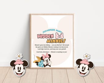 Hidden Minnies Scavenger Hunt Game, Minnie Theme Party, Birthday Game, Digital Download