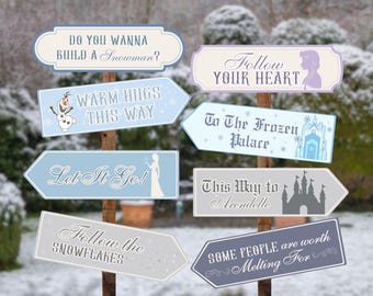 Frozen Party Directional Signs, Winter Wonderland Decor (Digital Download)