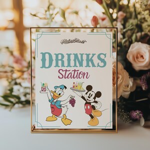 Mickey Donald Drinks Station Sign | Disney Birthday Party Table Decor | Kids Refreshment Bar Printable Poster | Digital Download