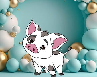 Moana Pua Pig Cutout, Party Prop (Digital Download)