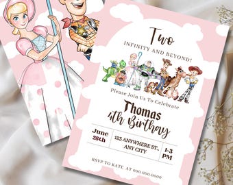 Toy Story 2nd Birthday Invitation, Two Infinity, Buzz Woody Theme (Digital Template)