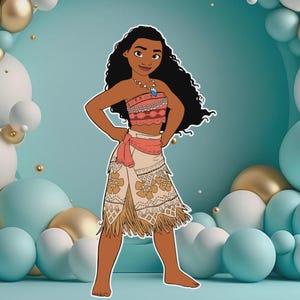 Recorte de Moana, decoración recortada de Moana, decoración para fiesta de Moana, fiesta temática de Moana, utilería de pie para fiesta de cumpleaños, descarga digital