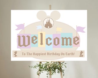 Mickey Mouse Baby Shower Welcome Sign, Disneyland Theme (Digital Download)