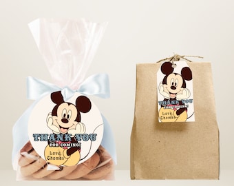 Mickey Mouse Thank You Tags, Retro Birthday Theme (Digital Download)