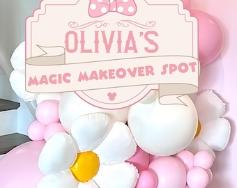 Minnie Bow Birthday Sign, Minnies Magic Makeover Spot, Minnie Girls Theme Party, Digital Download