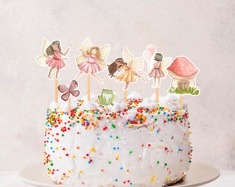 Feen Herzstück Cupcake Topper Geburtstag, Fee Geburtstag Dekoration, verzauberte Wald Mädchen Geburtstagsparty, Feengarten, druckbar Digital