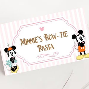 Mickey en Minnie-feestvoedseltent, afdrukbare vintage muisfeestvoedseletiket, verjaardagsfeestje of themafeest babyshower, digitale download