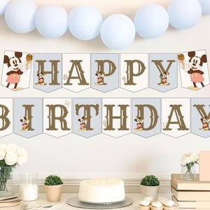 Mickey Mouse Blue Happy Birthday Banner, Boys Birthday Party Decor, Mickey Happy Birthday Sign | Disney Party Printable | Digital Download