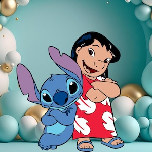Lilo and Stitch Cutout, Glitter Lilo and Stitch Big Decor, Party Decoration Baby shower Or Birthday Party Stand Up Prop, Digital Download