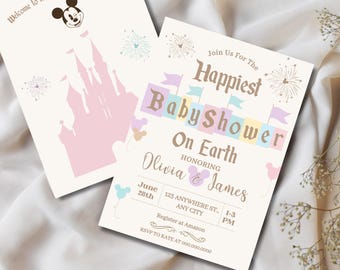 Disney Baby Shower Invitation Boy, Magical Theme (Digital Template)