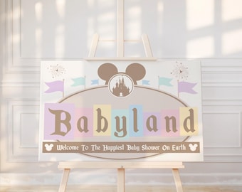 Disneyland Babyland Welcome Sign, Disney Baby Shower Decor (Download)