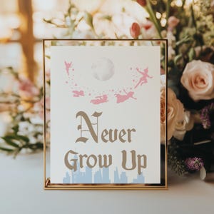 Never Grow up Poster, Peter Pan Poster, Peter Pan Party Dekoration Thema, Babyparty Oder Geburtstagsfeier, Digital