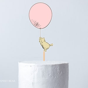 Winnie the Pooh Balloon Cupcake Topper Decorations, Party Decoration Centerpieces, Classic Pooh Bear CutOut Vintage Pooh Cake Topper,Digital