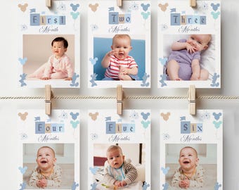 Disneyland First Birthday Photo Banner, Mickey Mouse Theme (Digital Download)