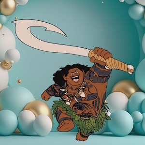 Recorte Maui, Decoração Recortada Moana, Decoração para Festa Maui, Festa Temática Moana, Suporte para Festa de Aniversário, Download DIGITAL