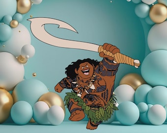 Recorte de Maui, decoración para fiesta de Moana, accesorio de cumpleaños (descarga digital)