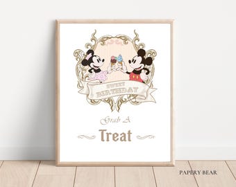 Minnie and Mickey Grab A Treat Sign, Birthday, Baby Shower (Digital)