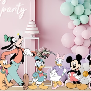 Decoración digital recortable para fiesta de Mickey y sus amigos, fiesta de cumpleaños con temática de ratón, baby shower, descarga DIGITAL