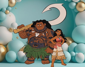 Moana and Maui Party Cutout Decoration (Digital Download)
